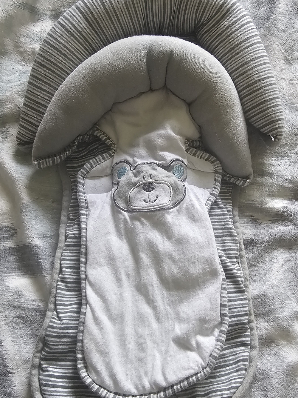 Gray and White Bear Infant Car Seat Inserts